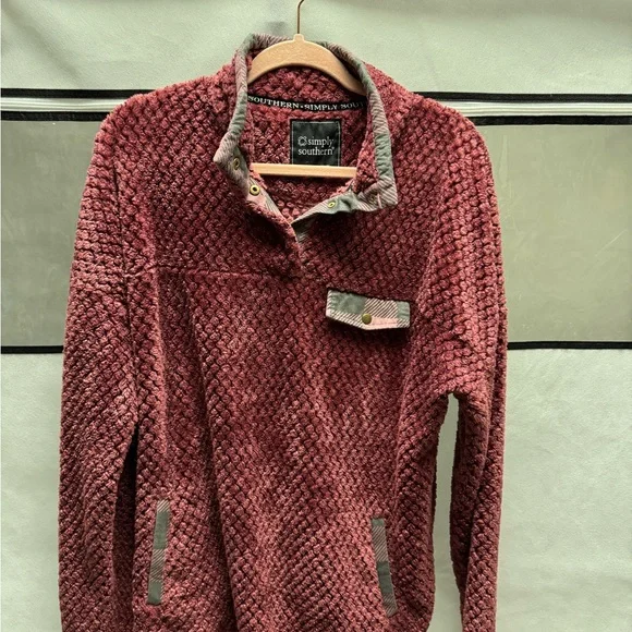 Simply Southern Textured Maroon Pullover - Picture 4 of 4